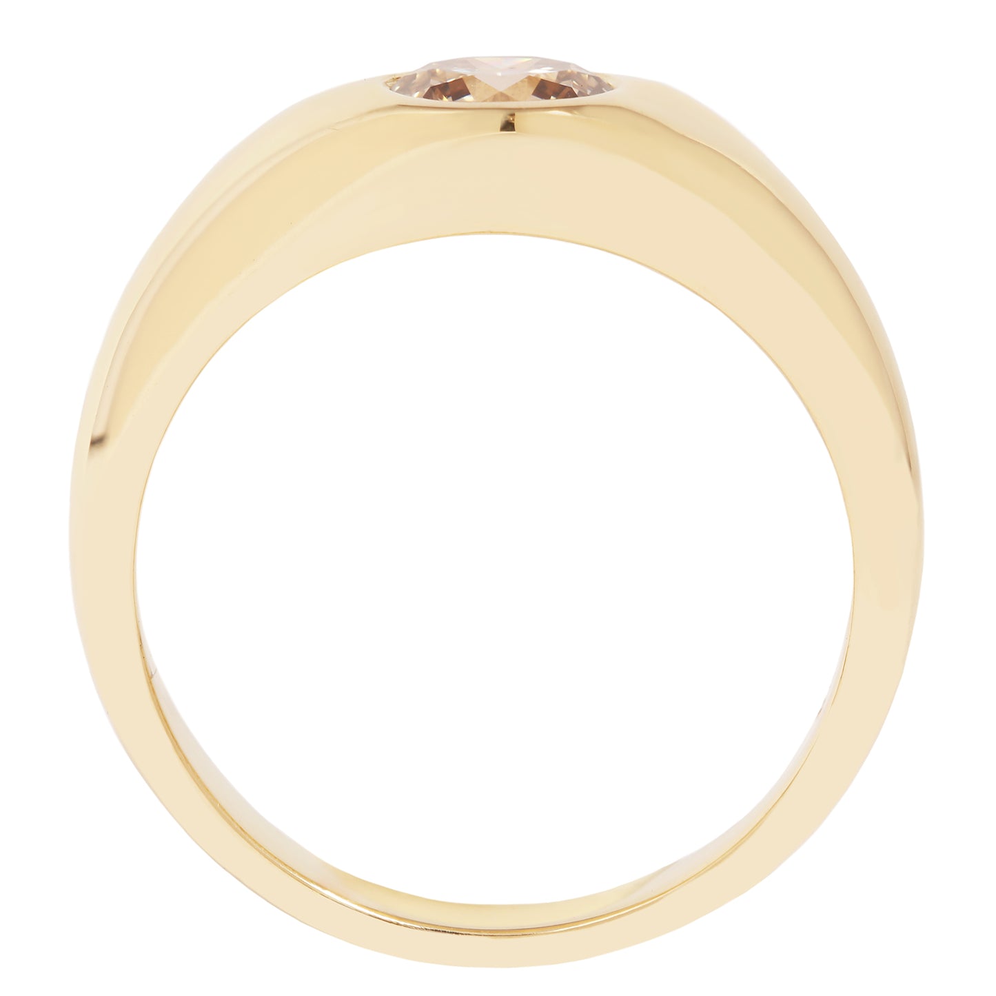 Lauren Wolf - Gold ring with a central gemstone on a white background