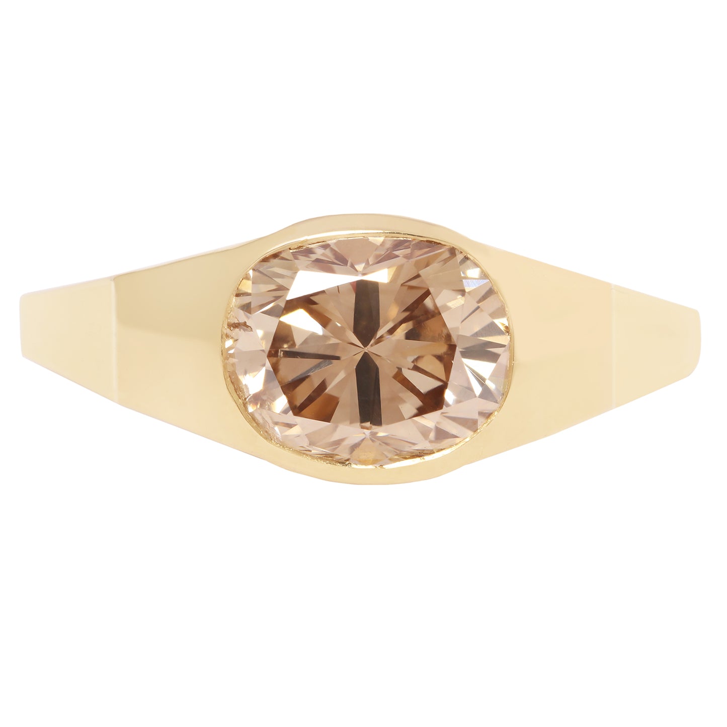 Cognac Diamond Signet Ring