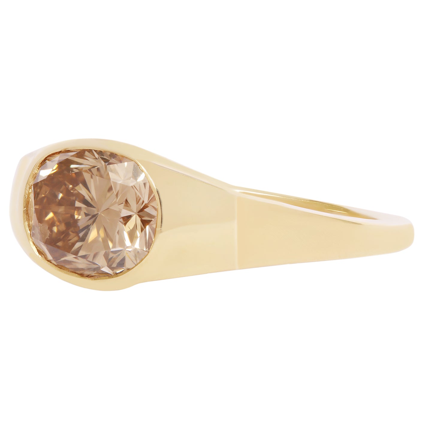 Cognac Diamond Signet Ring