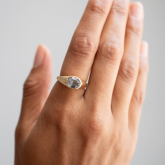 Teal Meadow Sapphire Signet Ring