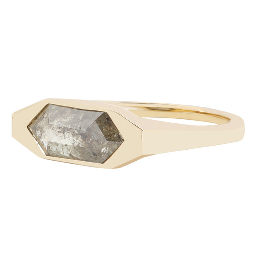 Moonlit Diamond Horizon Signet Ring