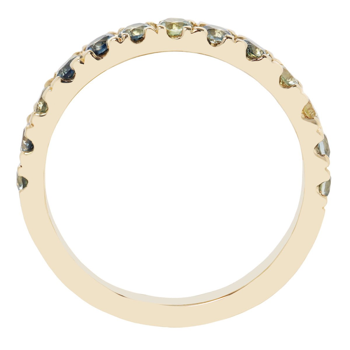 Watercolor Green Sapphire Half Eternity Band