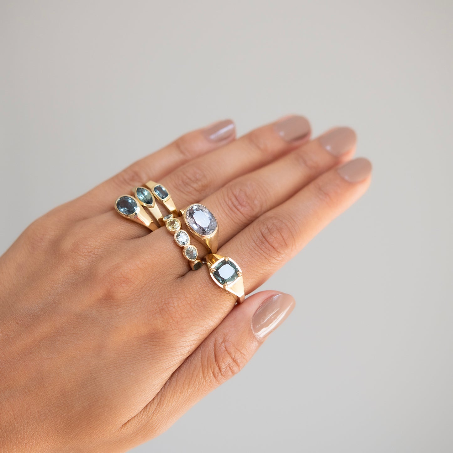 Marine Teal Sapphire Signet Ring