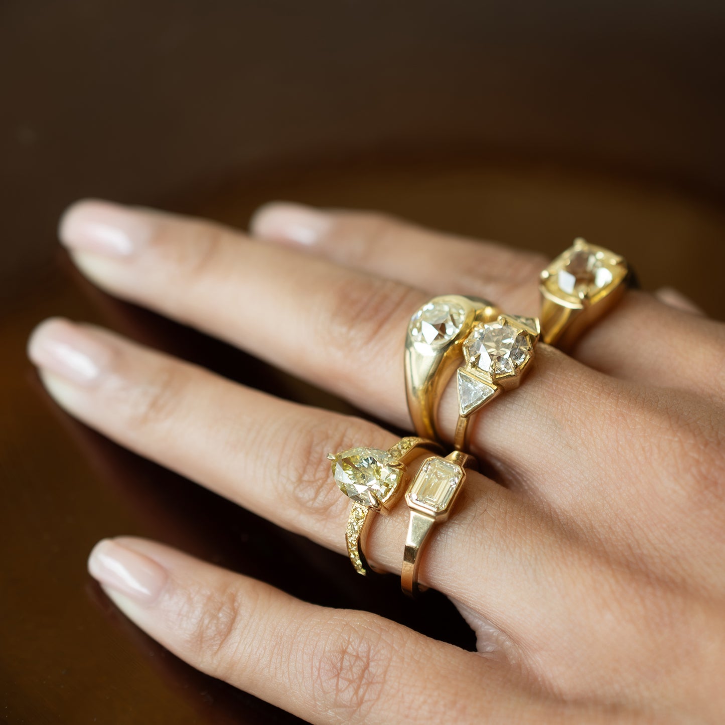 Moonbeam Diamond Signet Ring