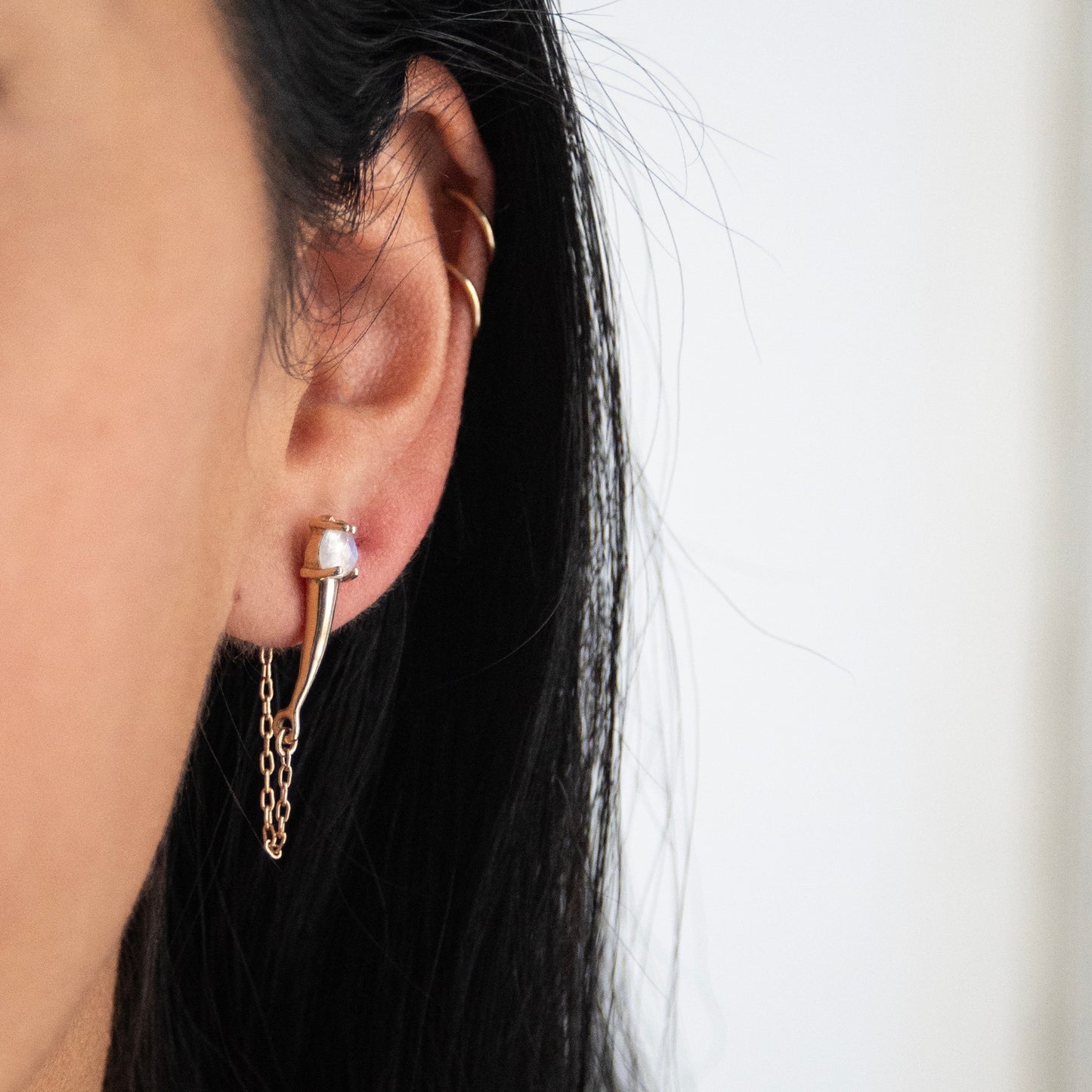 Gold Moonstone Torch Studs