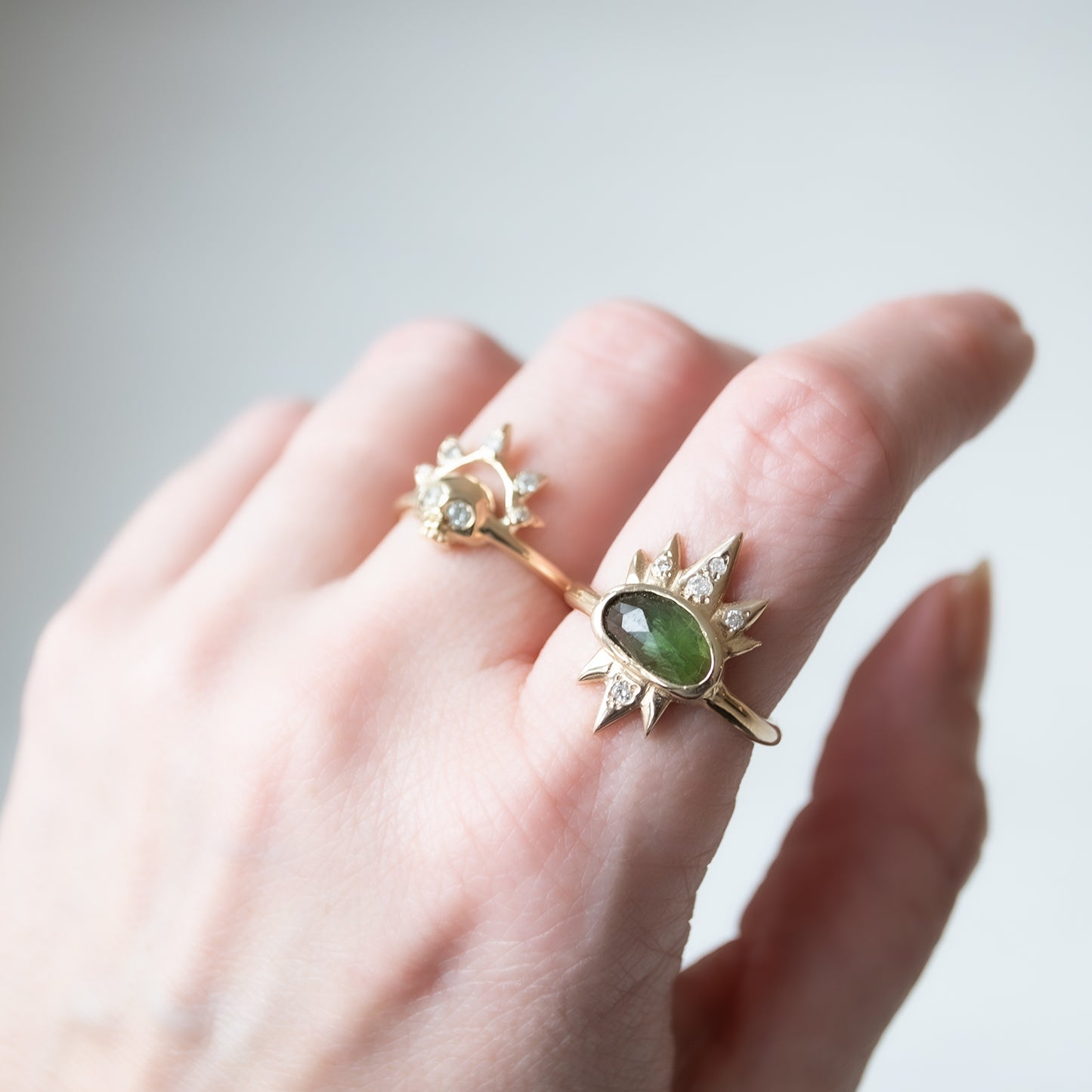 Tourmaline & Diamond Spike Ring