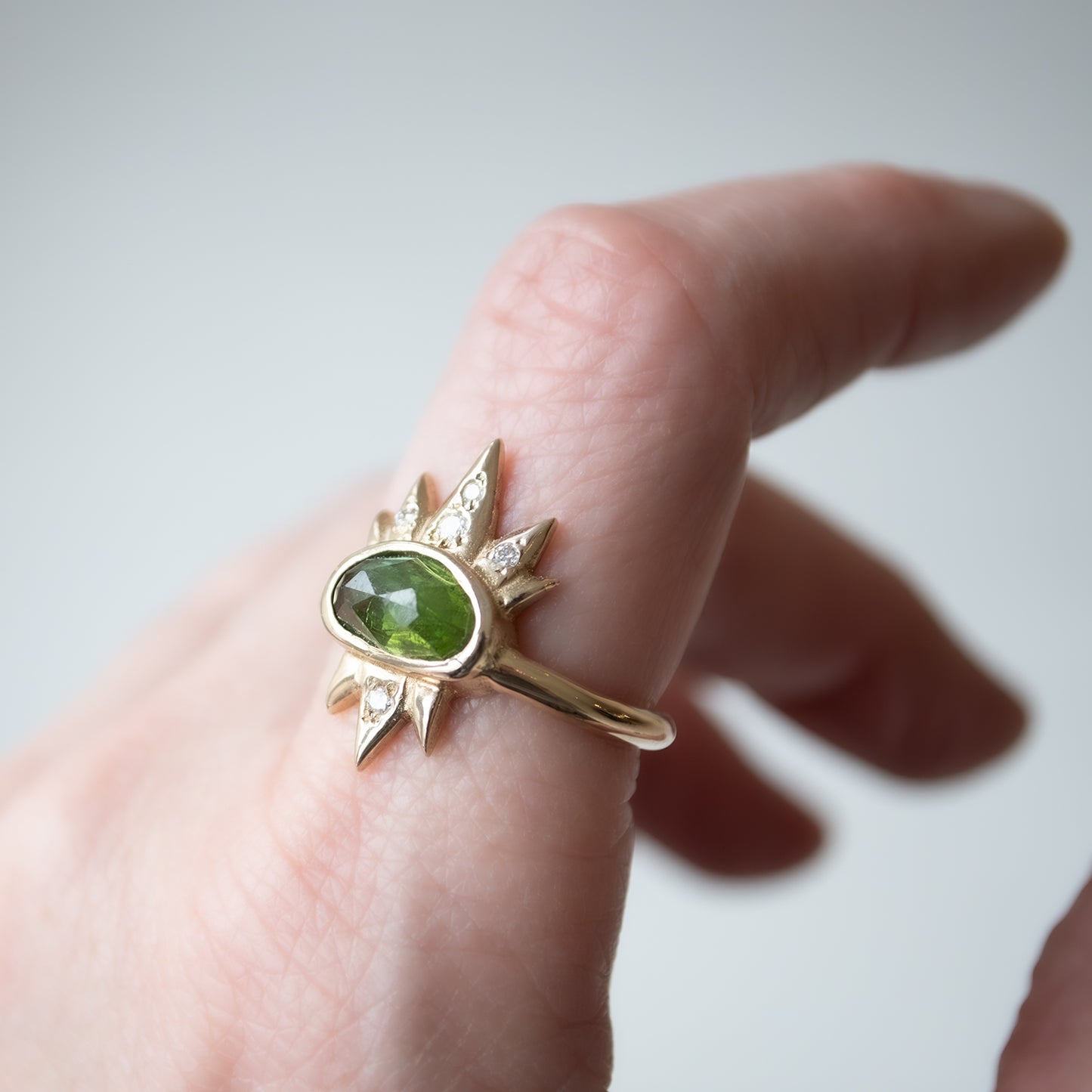 Tourmaline & Diamond Spike Ring
