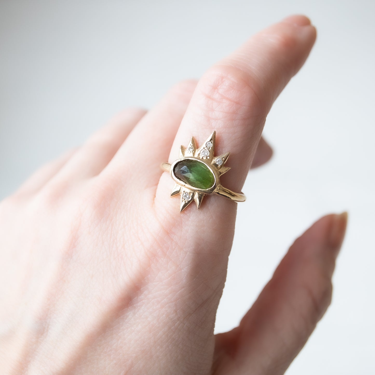 Tourmaline & Diamond Spike Ring