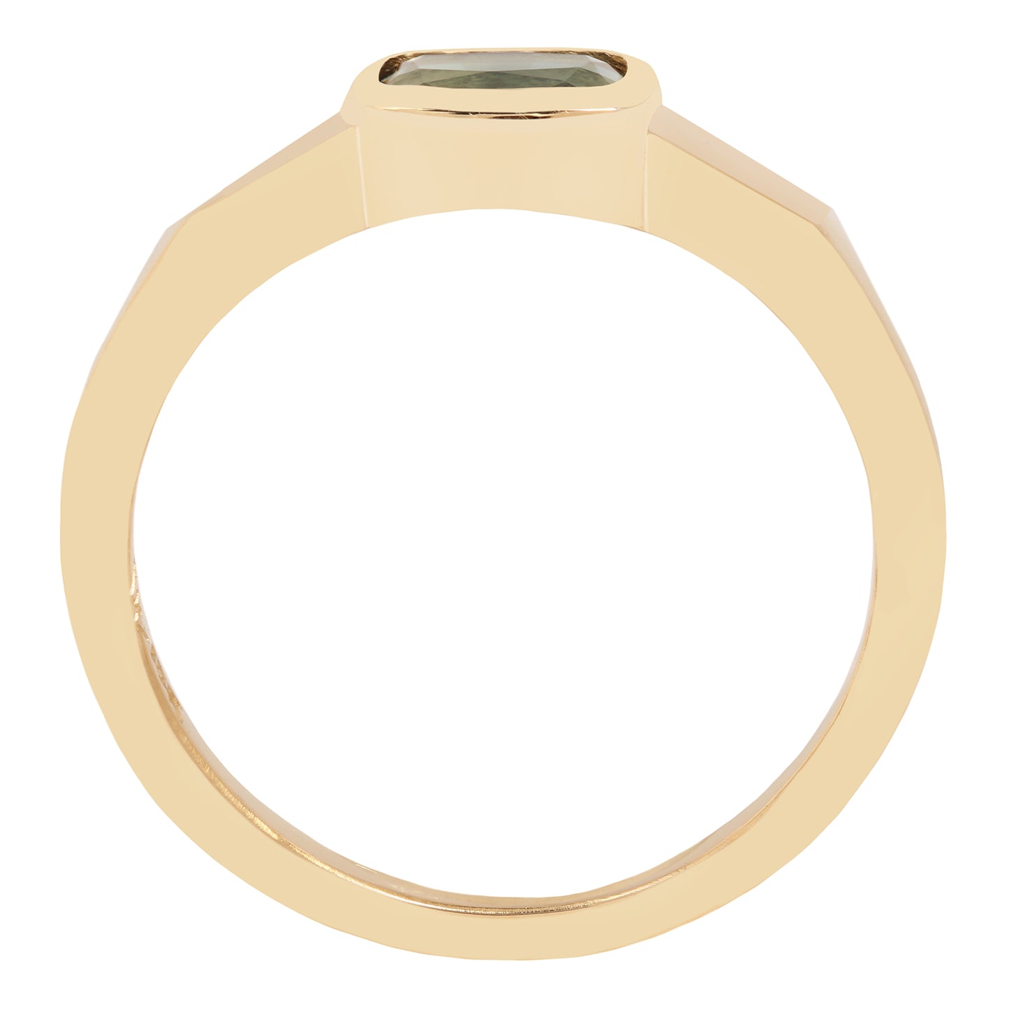 Lauren Wolf - Gold ring with a blue stone on a white background