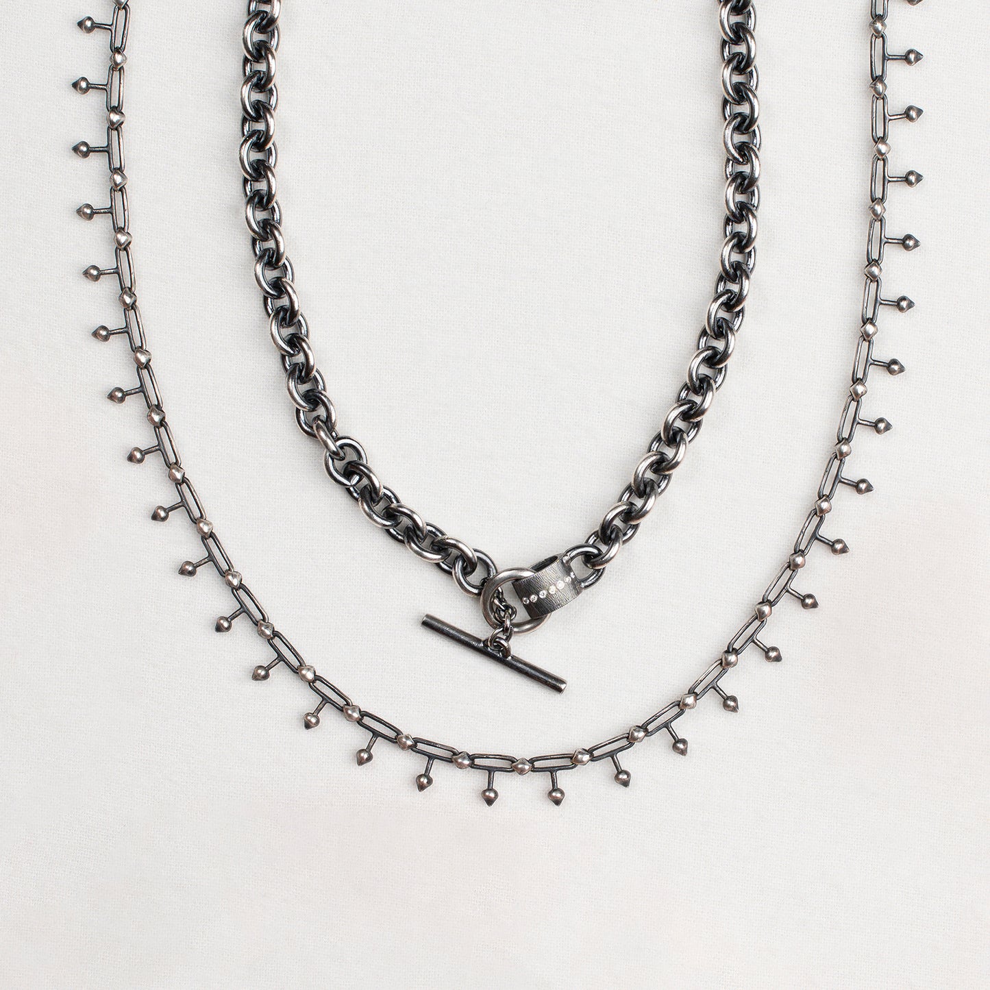 Silver Spike Link Necklace