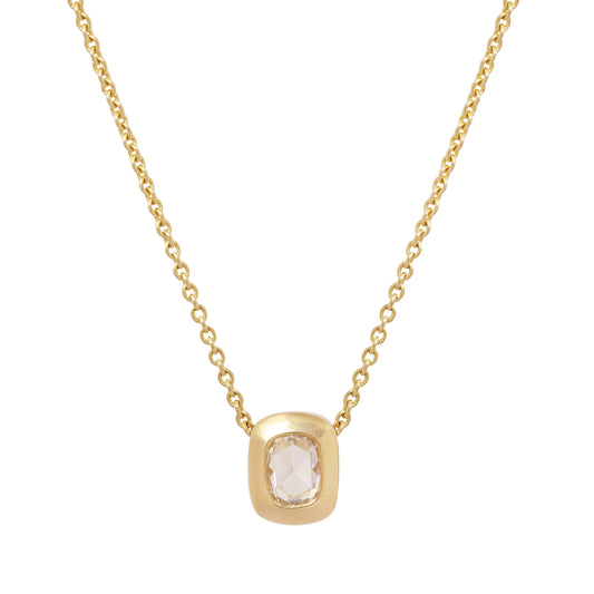 Single Diamond Block Necklace