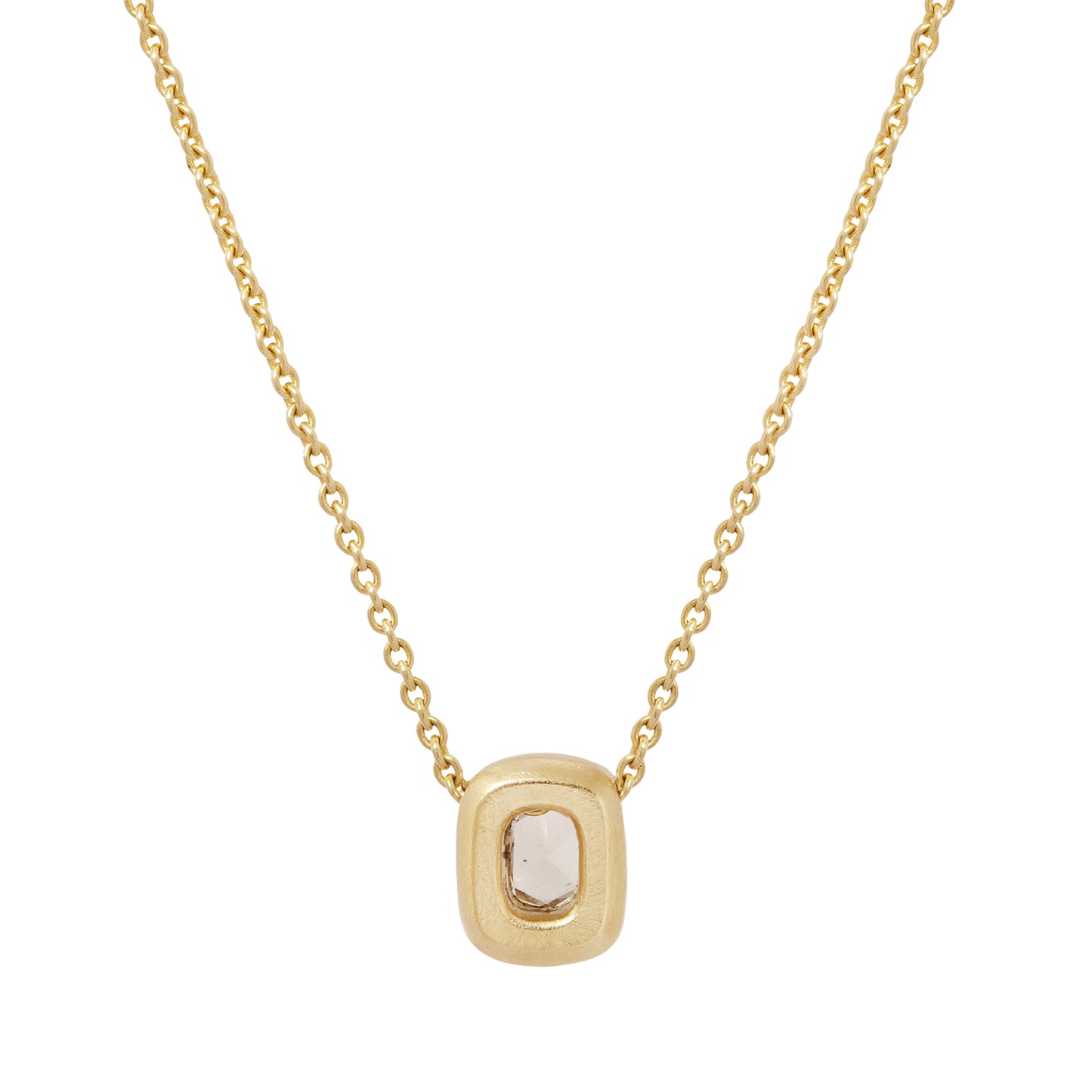 Single Diamond Block Necklace