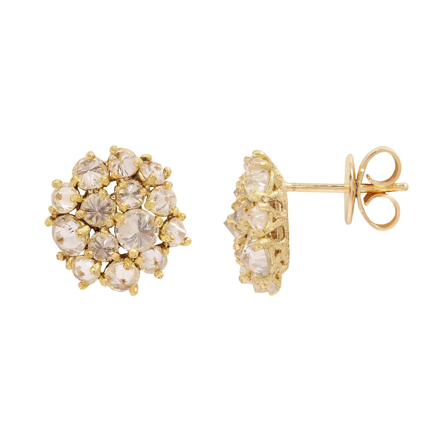 Golden Floral Cluster Studs