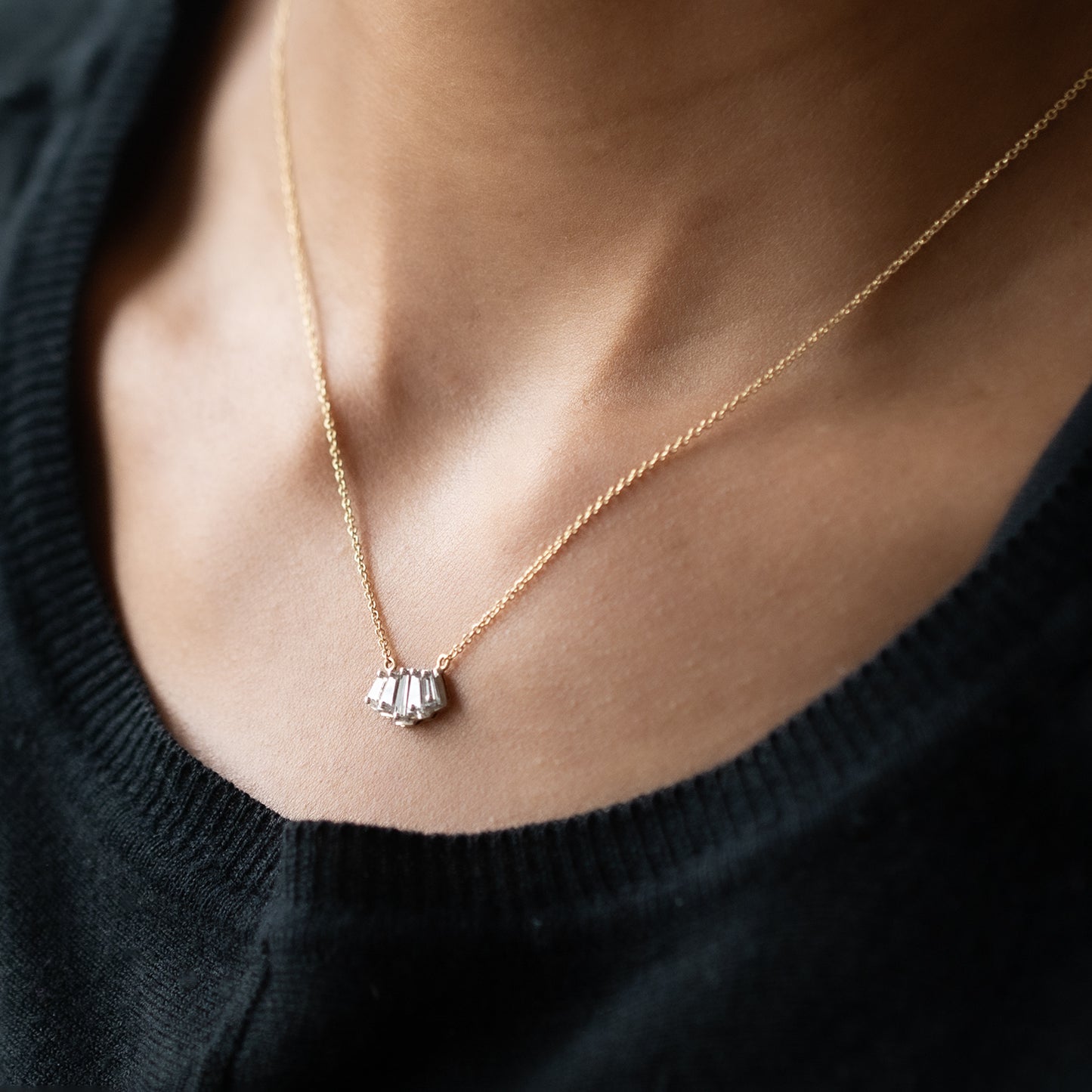 Baguette Beam Diamond Necklace