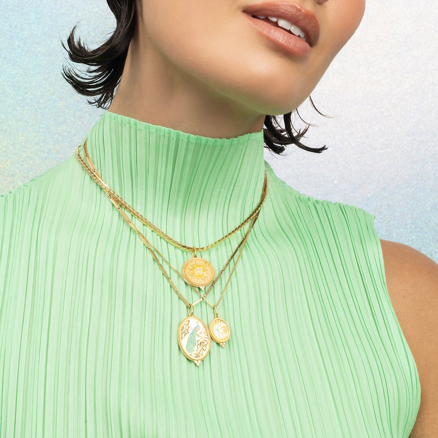 Gold Foil Sun & Diamond Charm