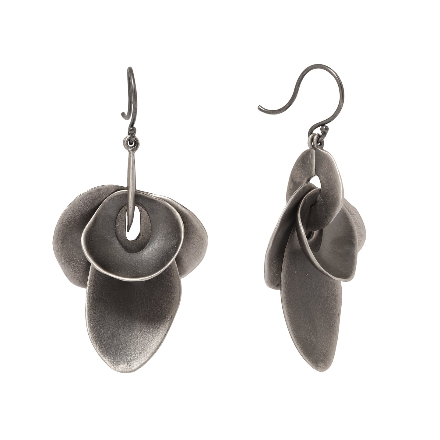 Large Silver Orchid Earrings