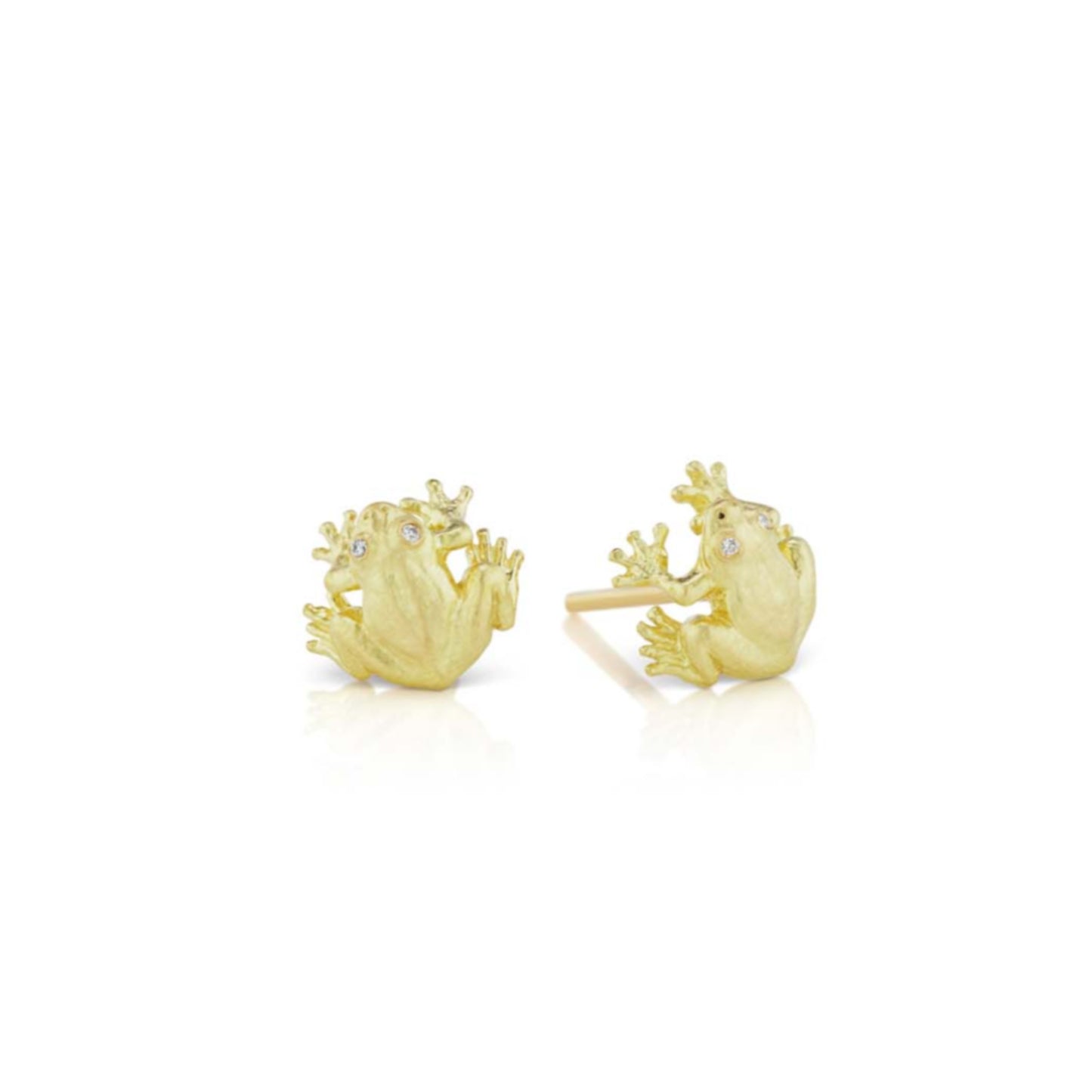 Sitting Frog Studs with Diamonds