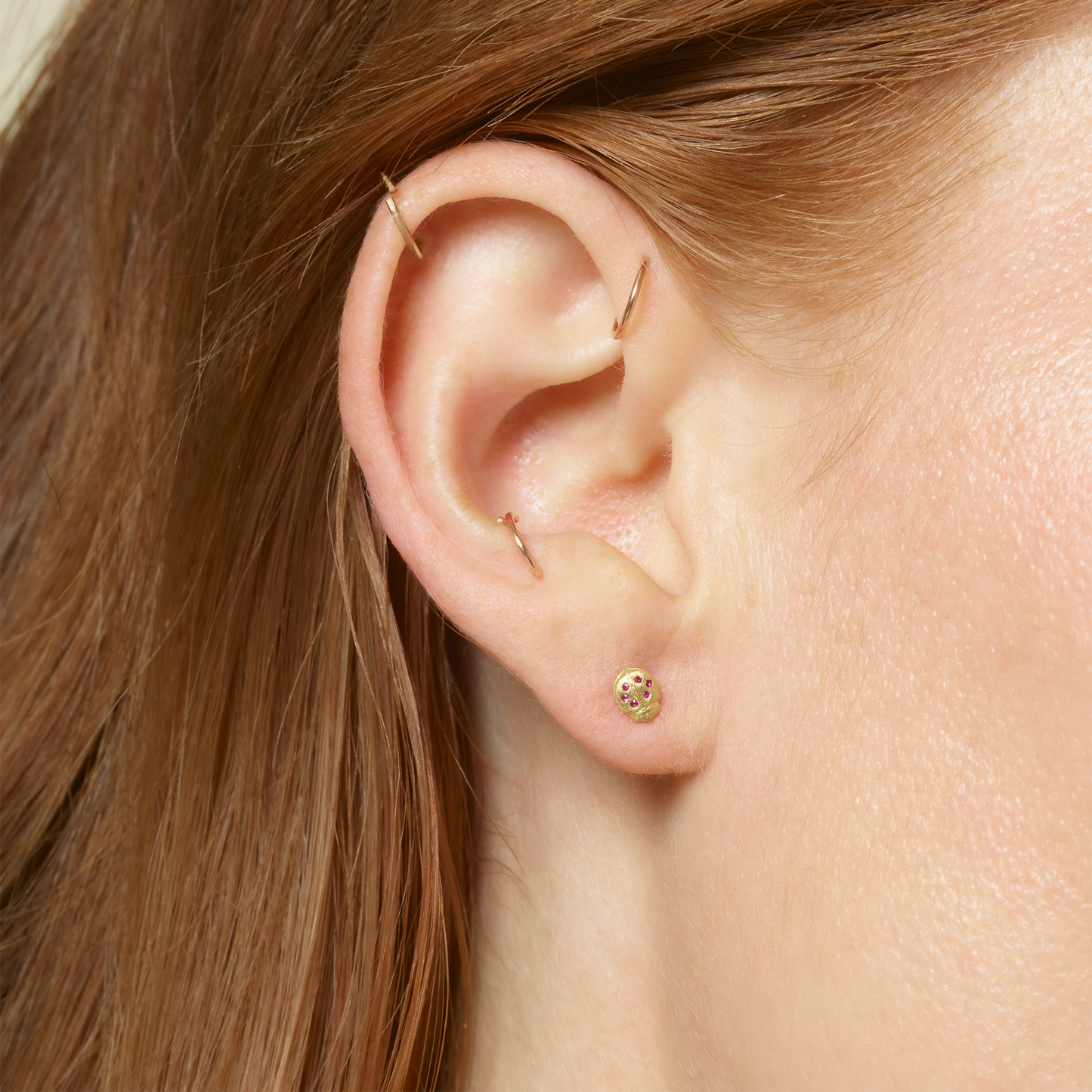 Tiny Ruby Winged Ladybug Studs