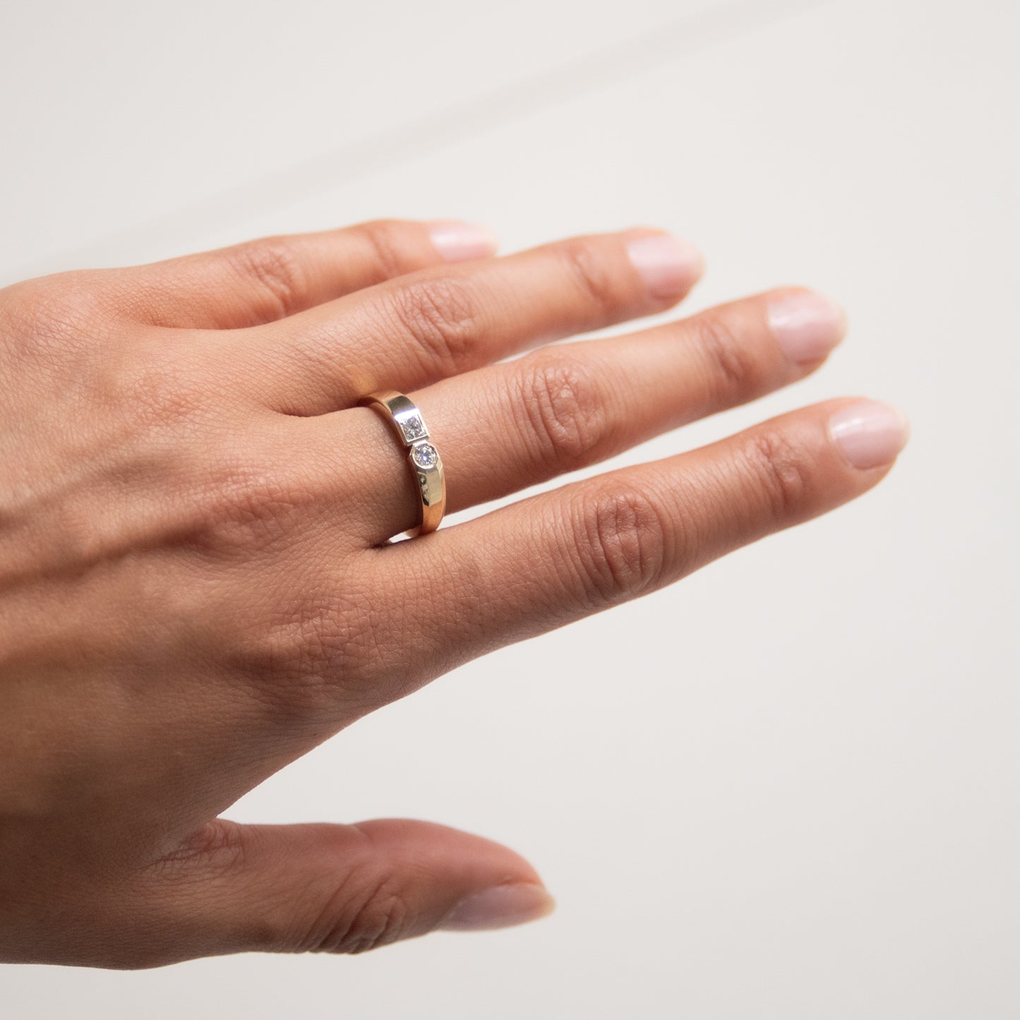 Princess Cut Diamond Dyad Signet Ring