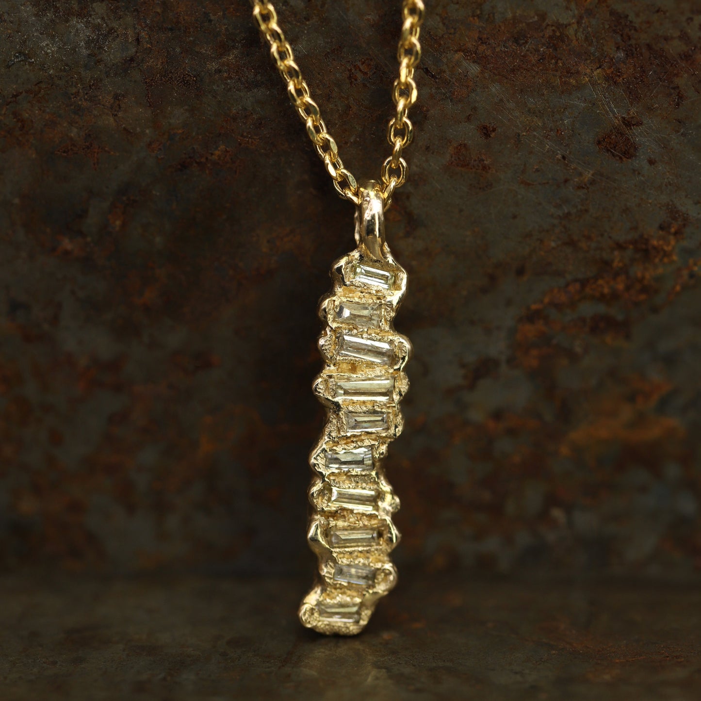 X Baguette Lemon Diamond Scatter Extra Large Necklace
