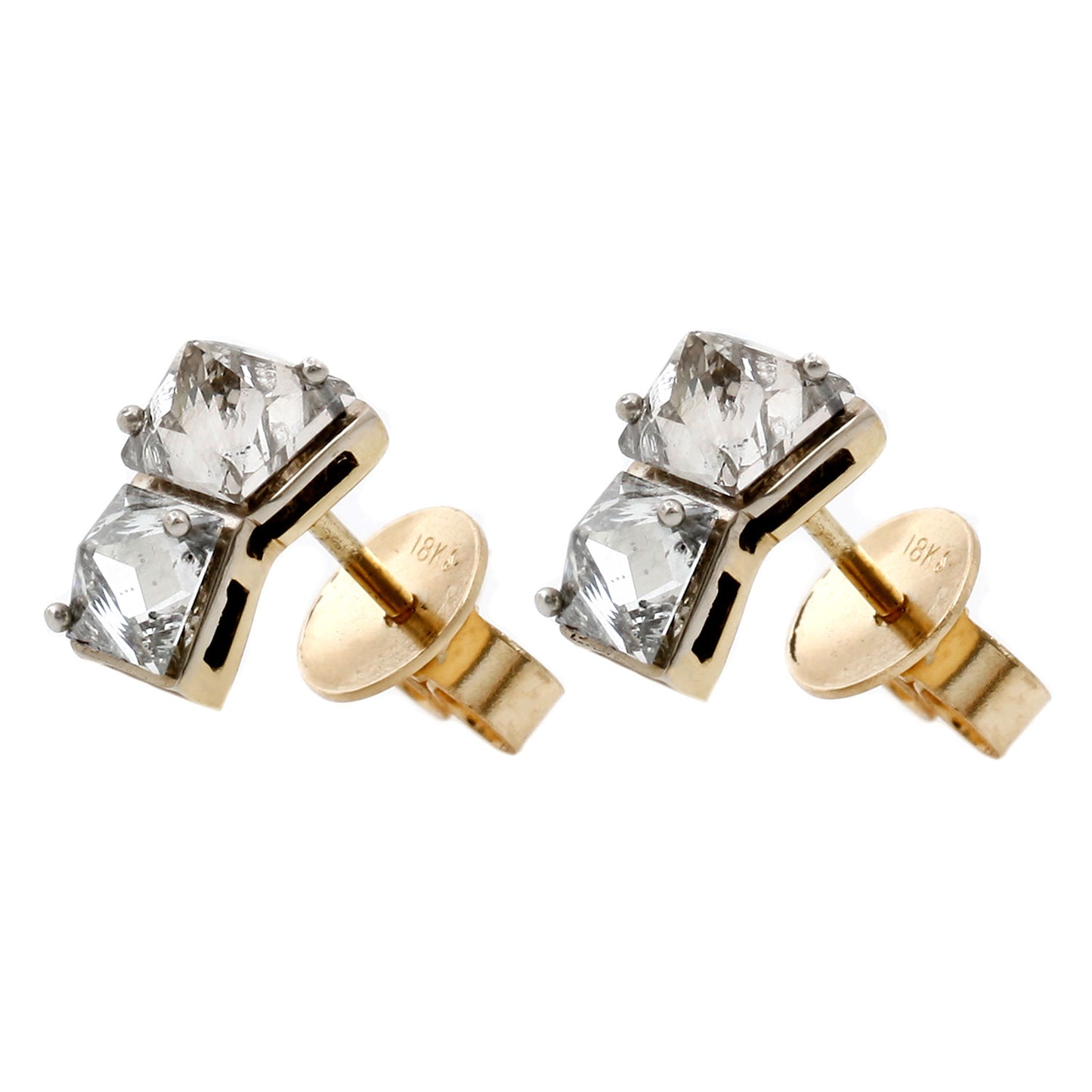 White Square Diamond Studs