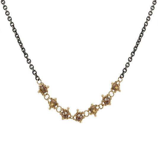 Amali Champagne Diamond Textile Necklace