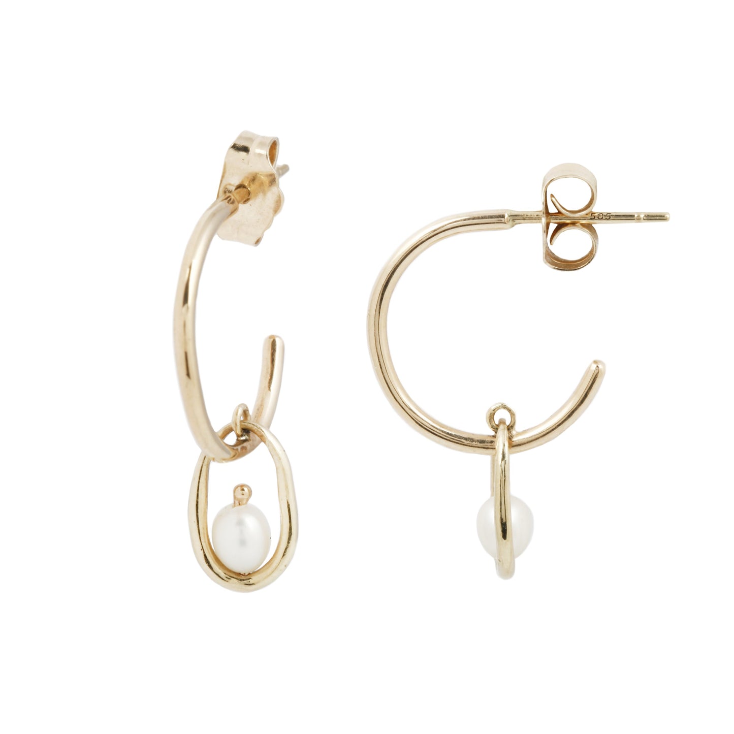 Wwake Pearl Droplet Hoops