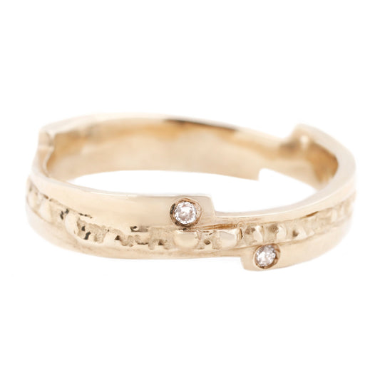 Gold Urchin Double Razor Band - Yellow Gold With White Diamonds - T.Kahres Jewelry