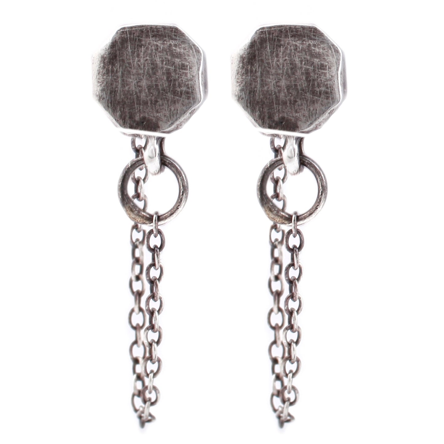 Lauren Wolf Silver Octagon Ear Chain Studs