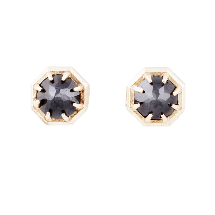 Lauren Wolf Black Spinel Gold Studs Yellow Gold