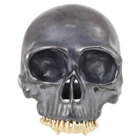 Anthony Lent oxidized sterling silver black skull ring