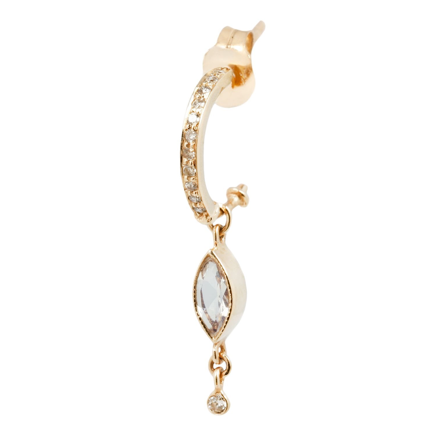 Celine D'Aoust diamond hoop and moonstone earring