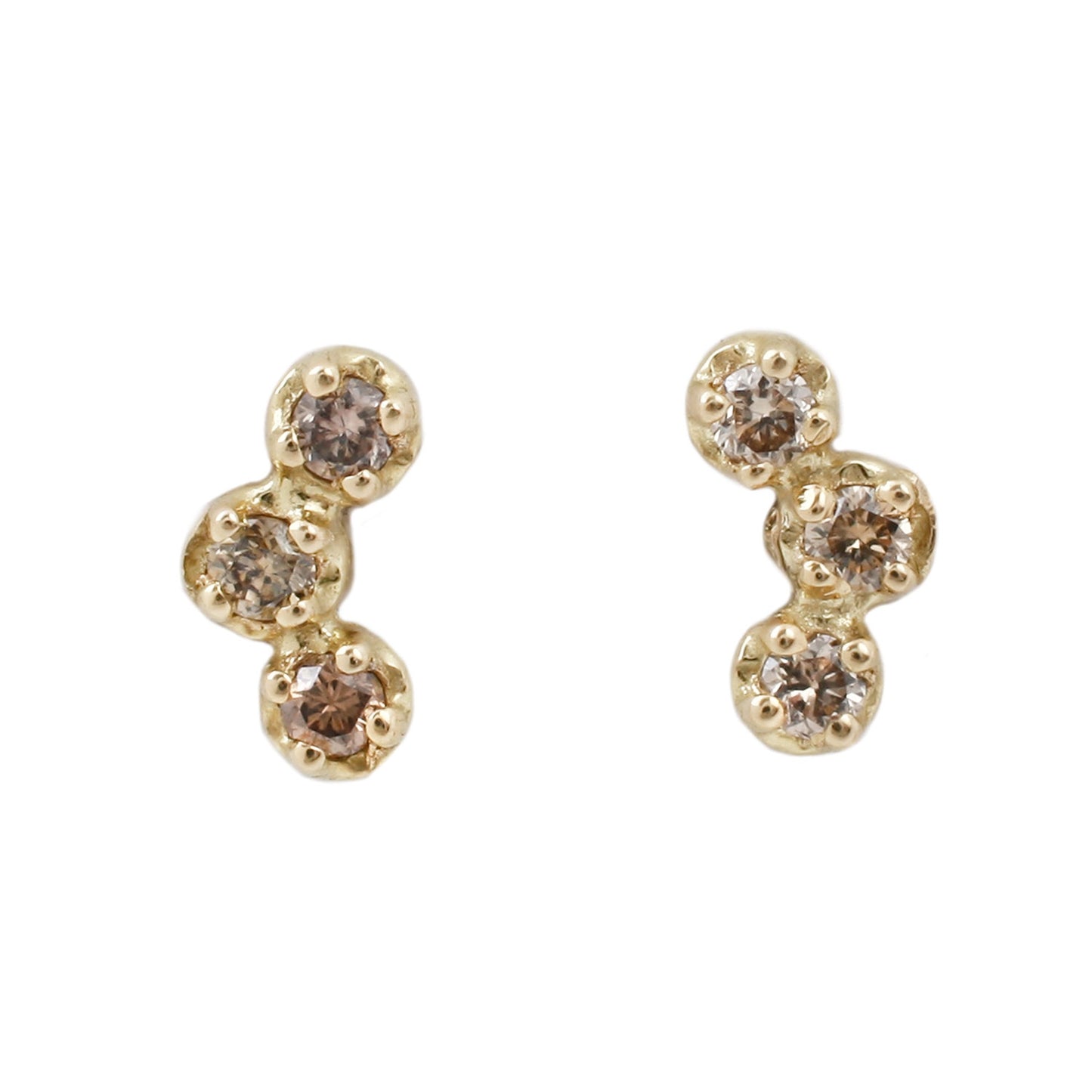 Satomi Brown Diamond Studs set in Yellow Gold