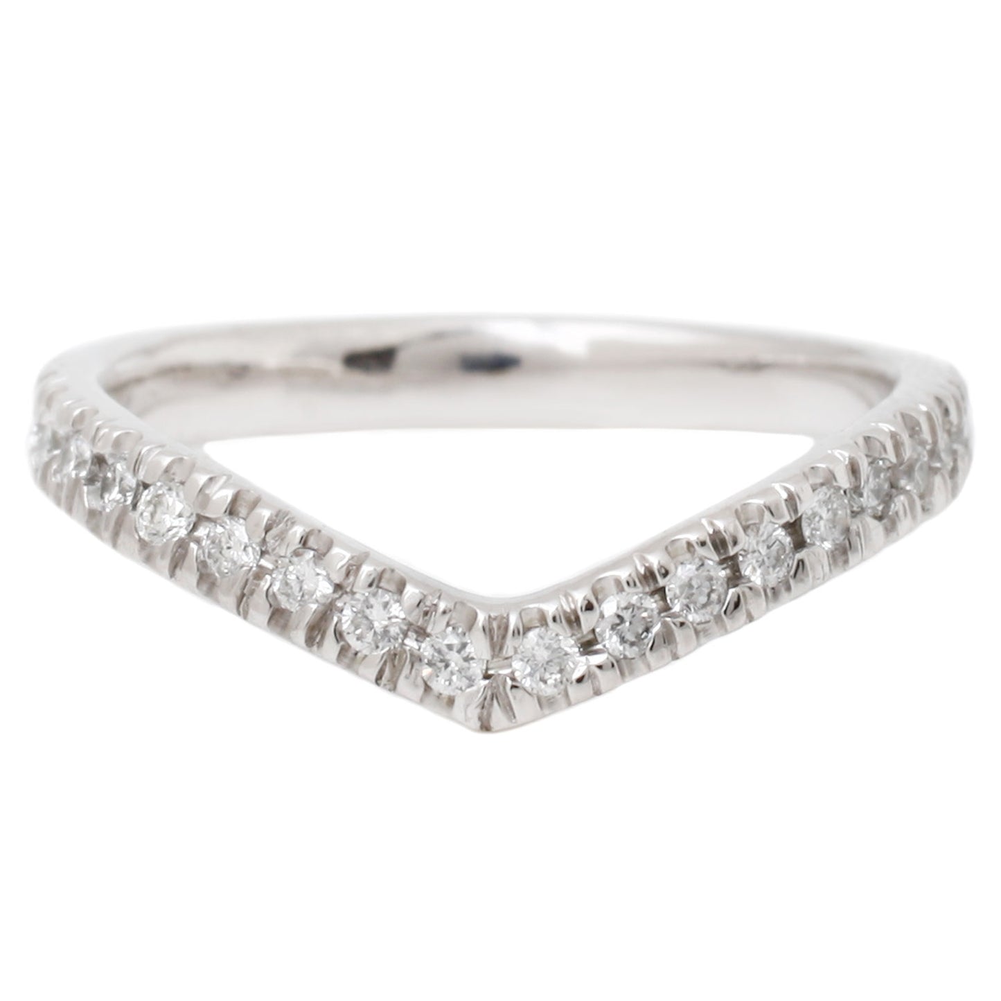 White Gold White Diamonds Wishbone Half Eternity Band