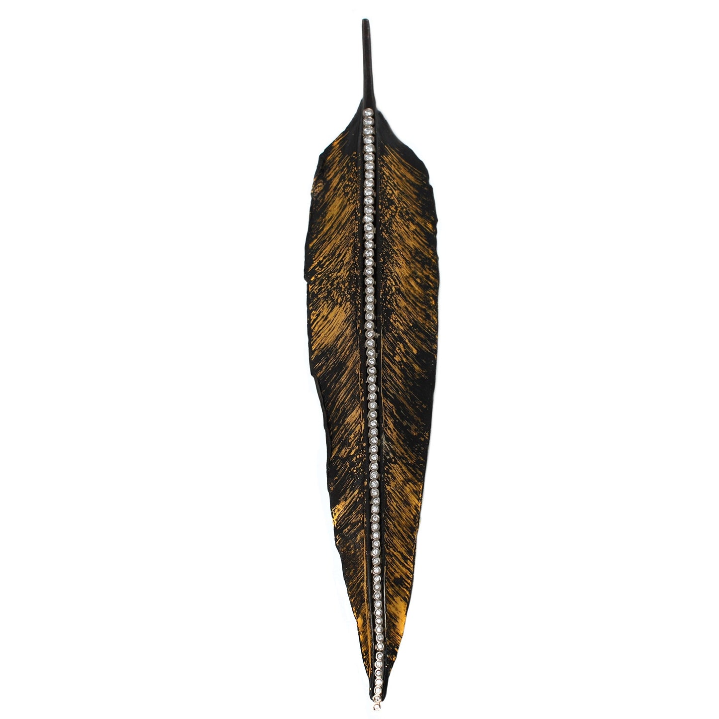 Pat Flynn Iron + Diamond Feather Brooch