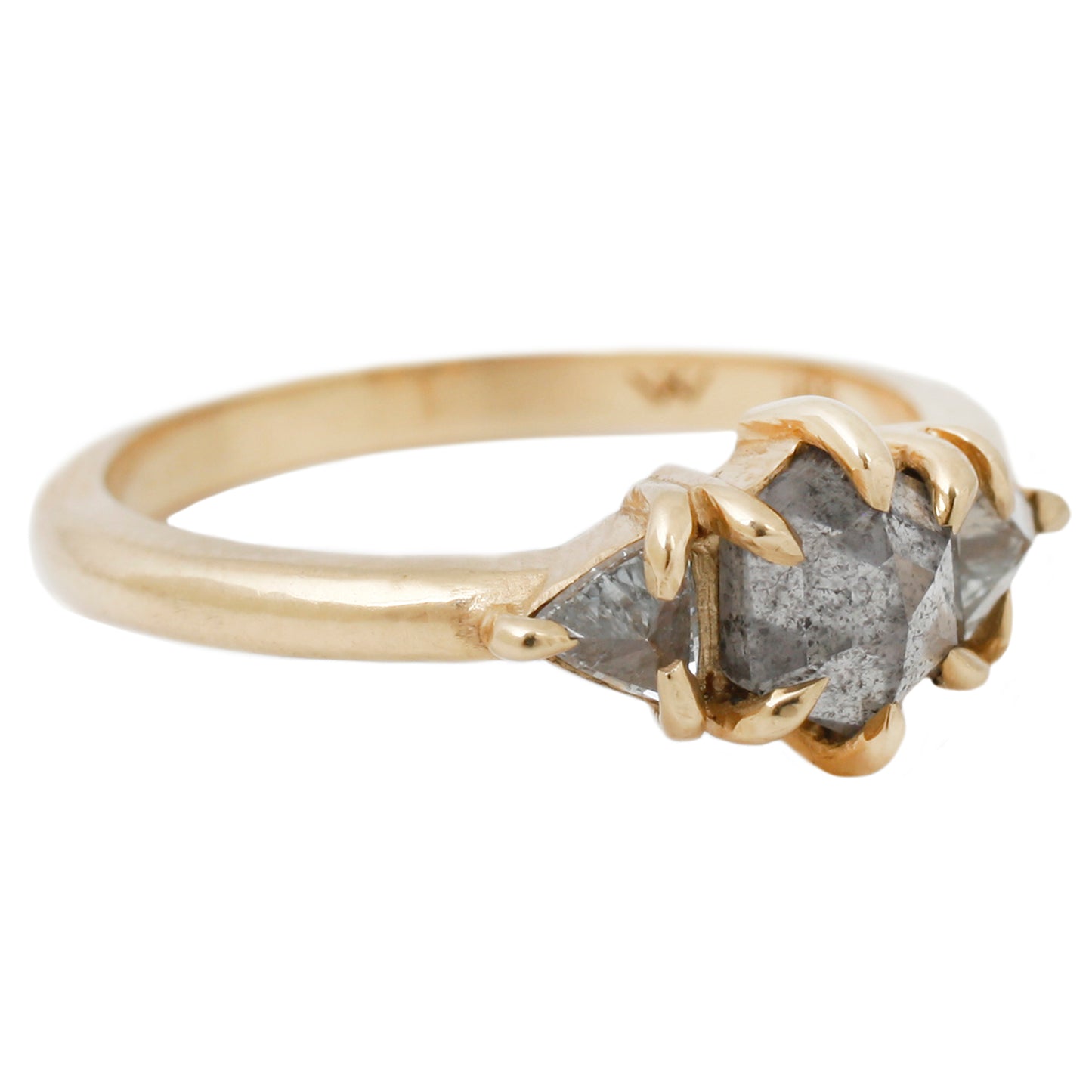 Hexagon Three Diamond Ring