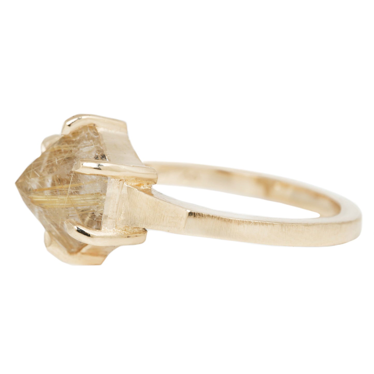 Large Yellow Quartz Hexagon Ring