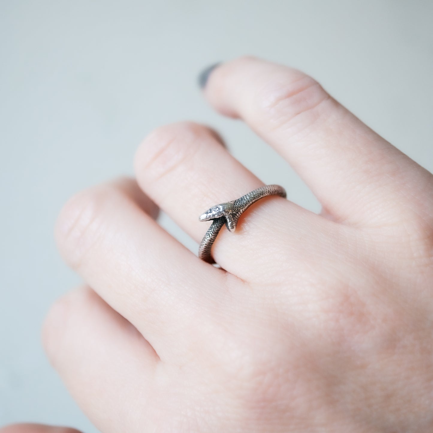 Silver Ouroboros Snake Ring