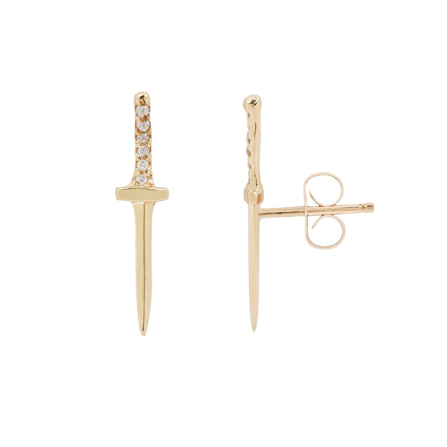 White Diamond Baby Dagger Earrings