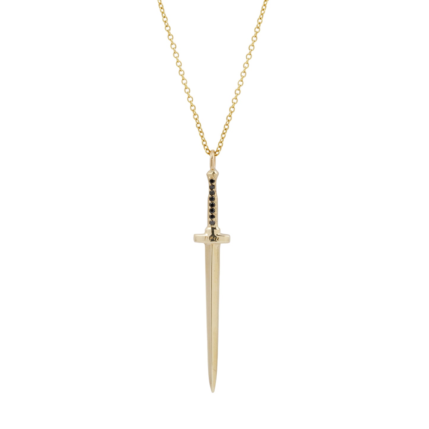 Black Diamond Large Dagger Pendant Necklace