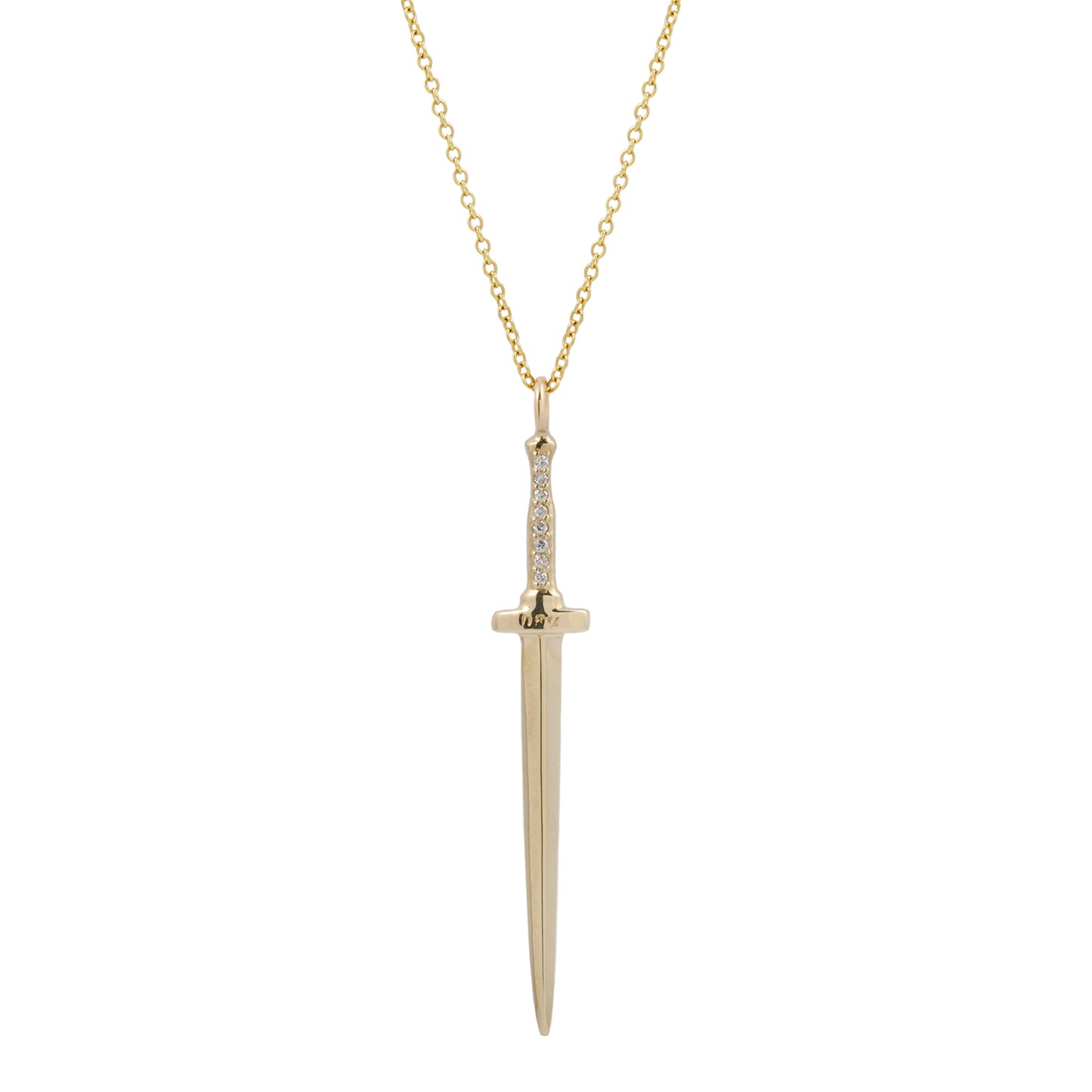 White Diamond Large Dagger Pendant Necklace