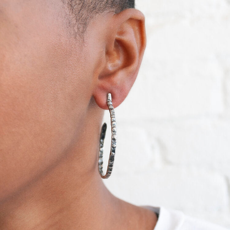 Thin Silver Urchin Hoops