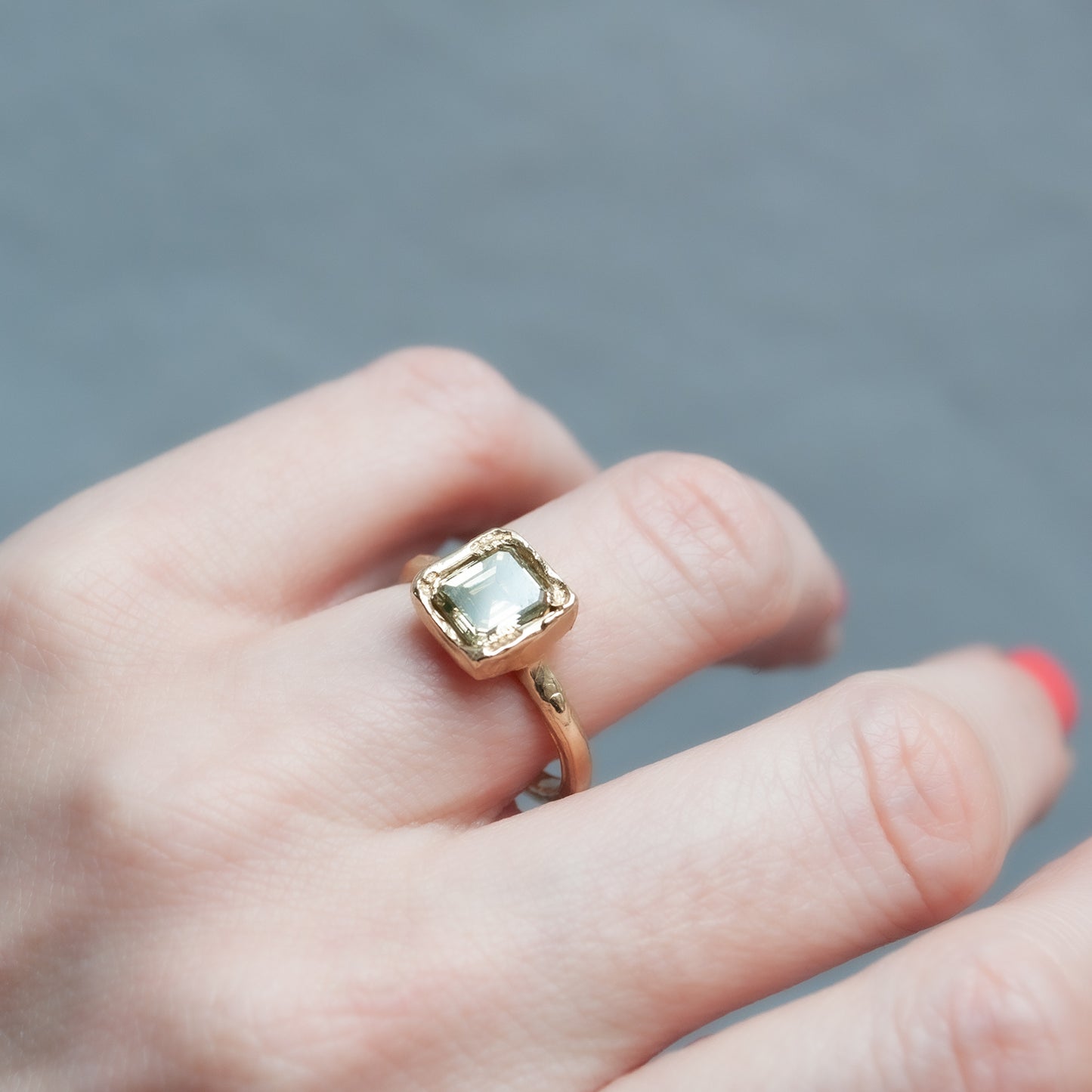 X Soft Green Diamond Ring