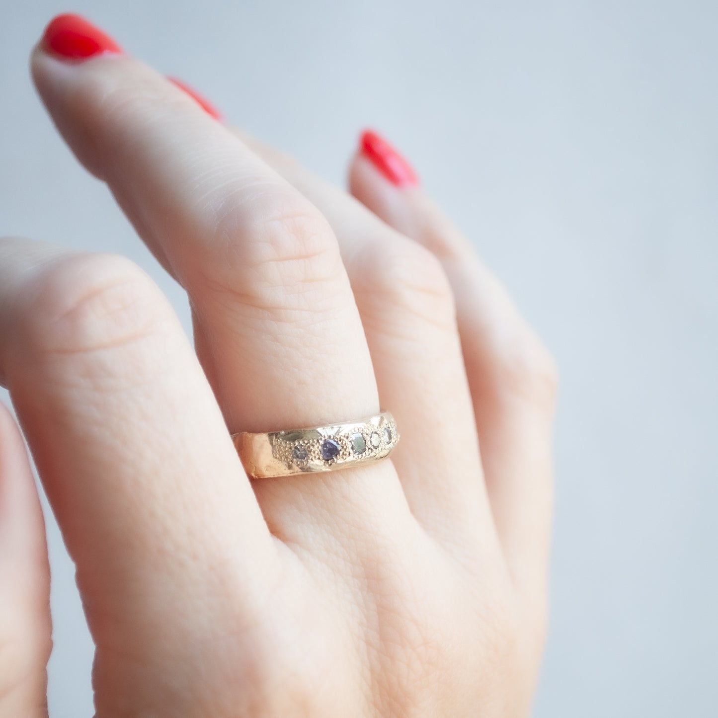 LI Mixed Shape Pink Diamond Scatter Ring