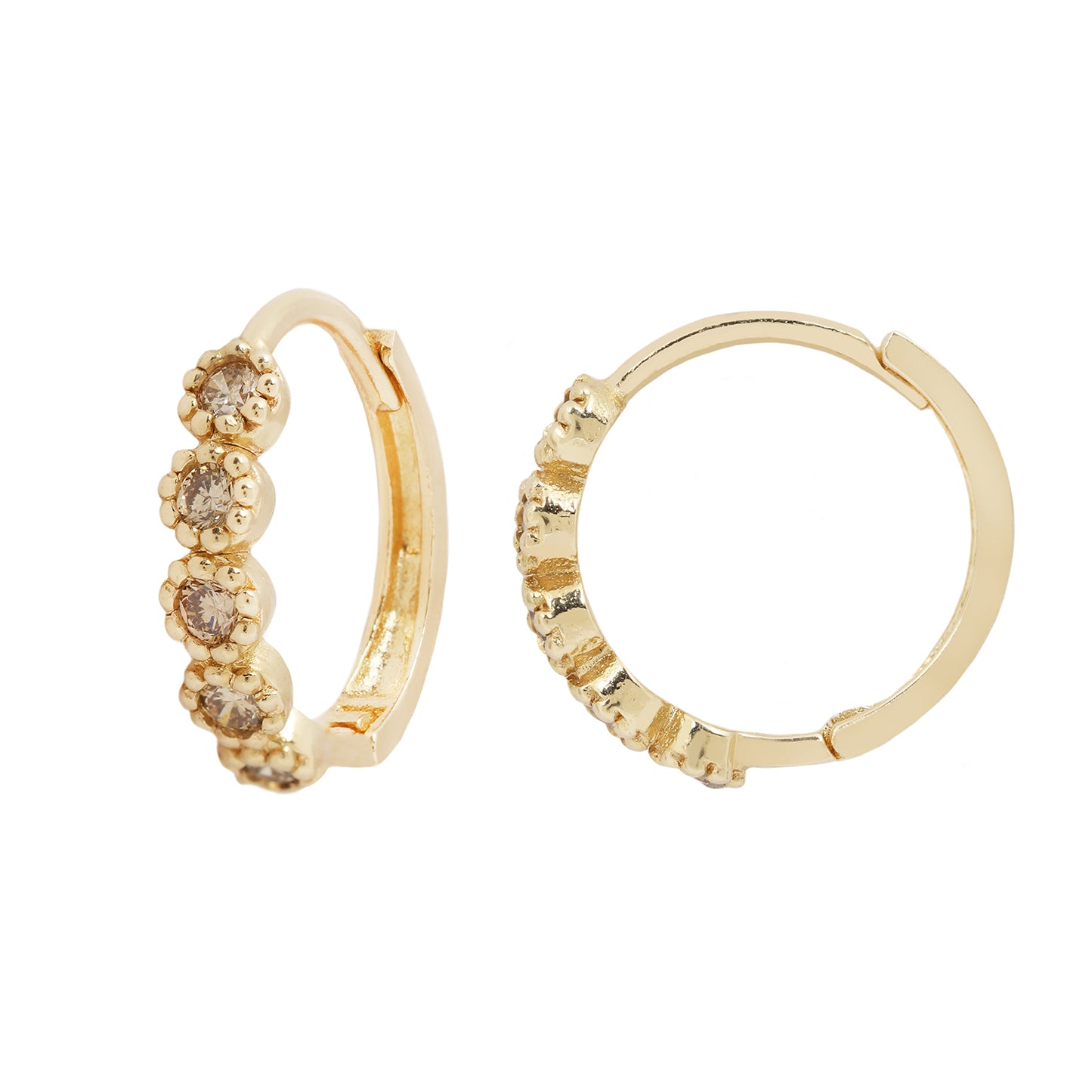 LI Textured Five Diamond Clicker Hoops