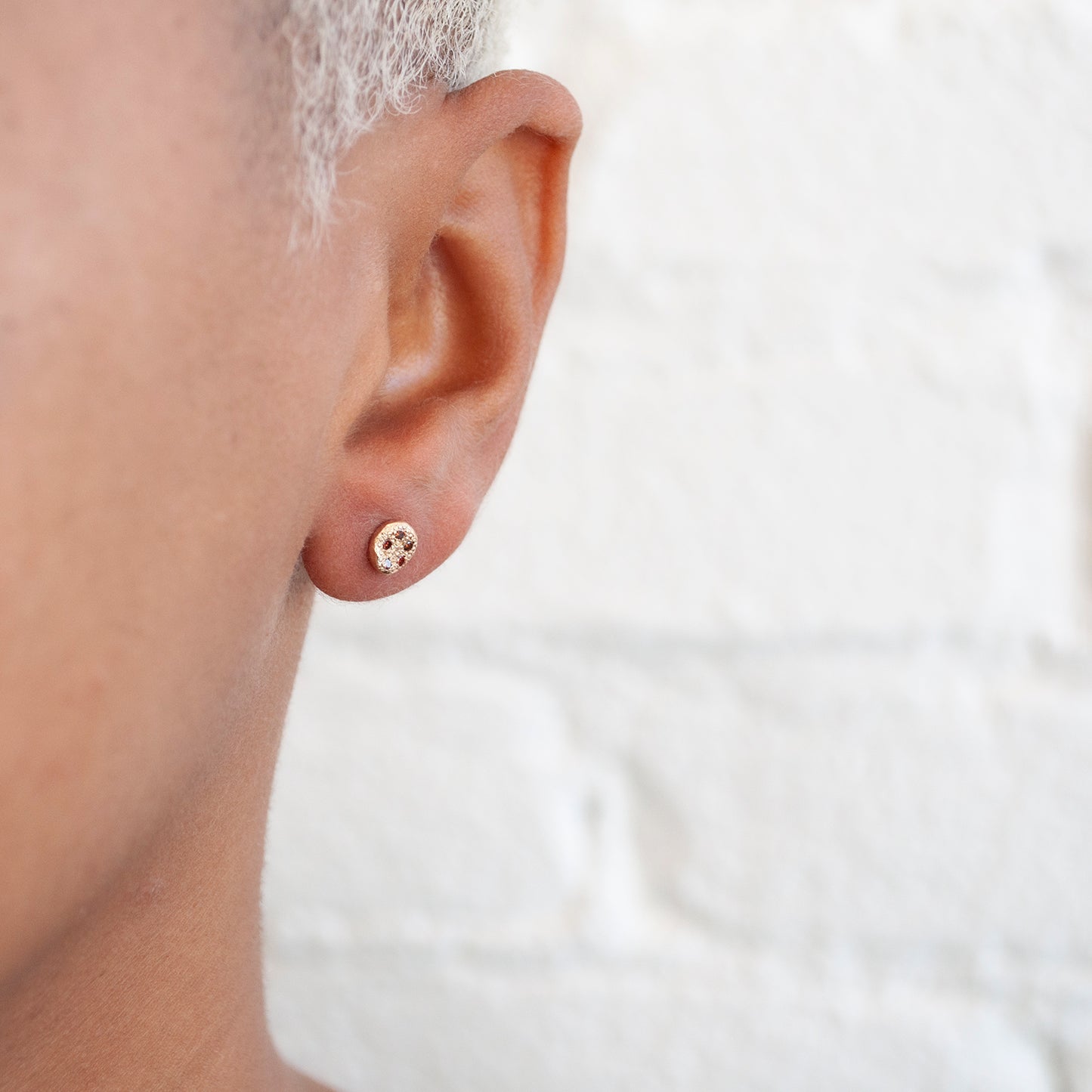 LIV Small Gold & Diamond Texture Studs