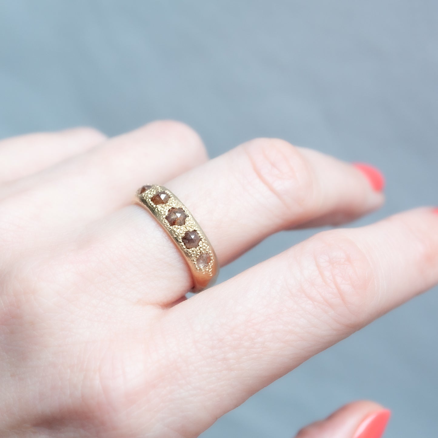 LX Hexagon Diamond Scatter Ring