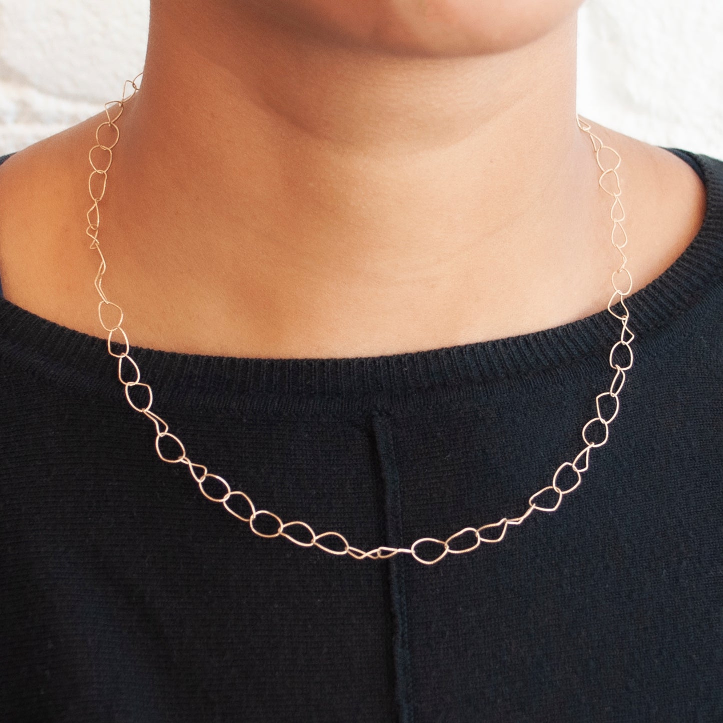 I Slim Textured Gold Link Necklace