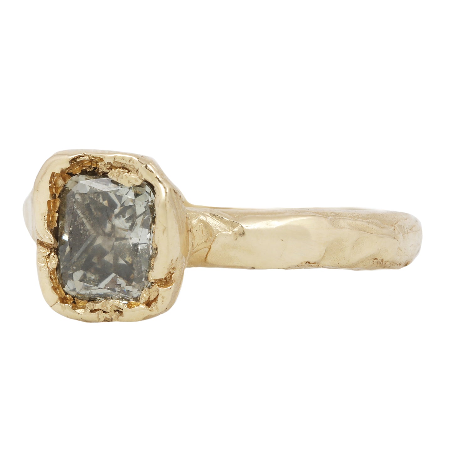 X Icy Gray Green Diamond Organic Ring