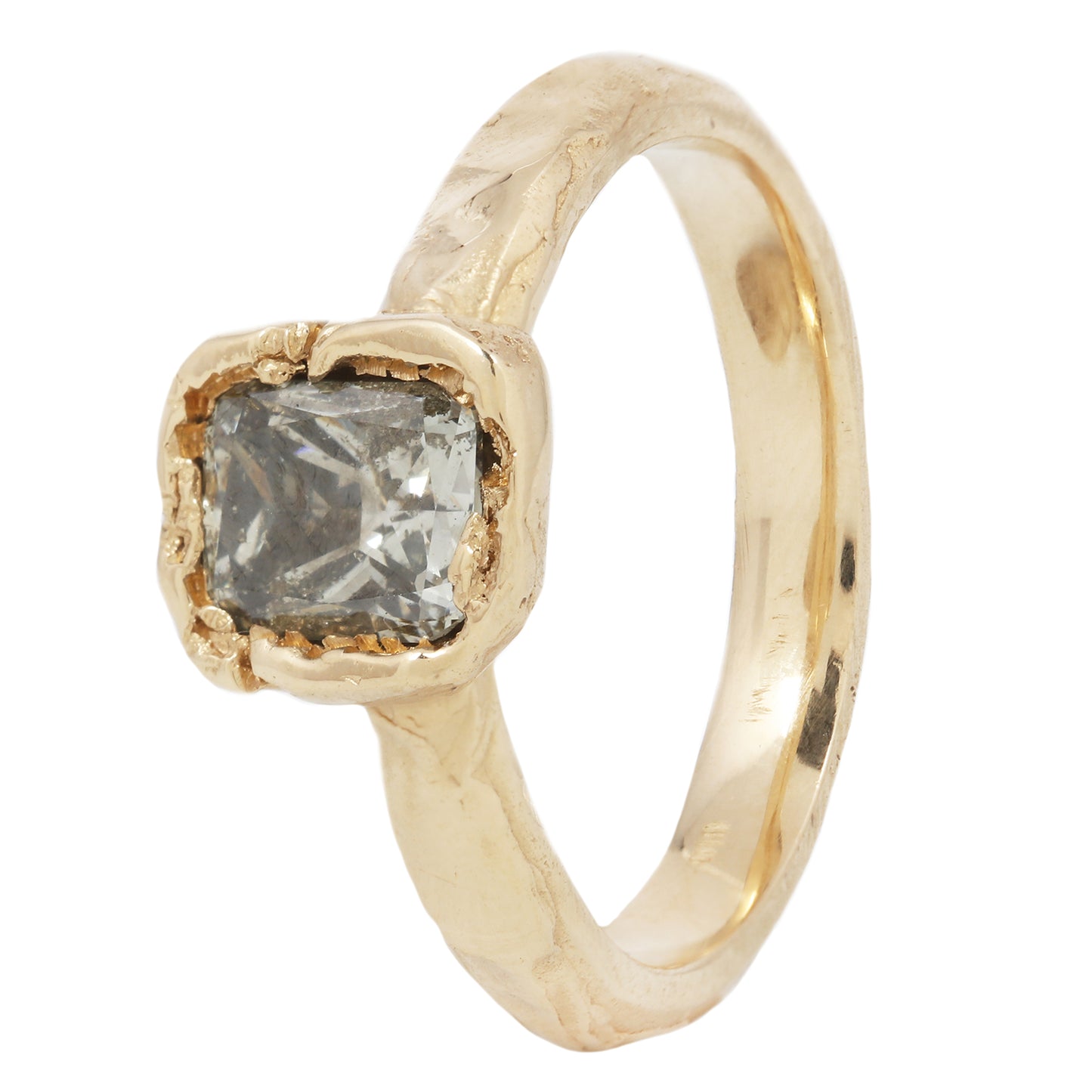 X Icy Gray Green Diamond Organic Ring
